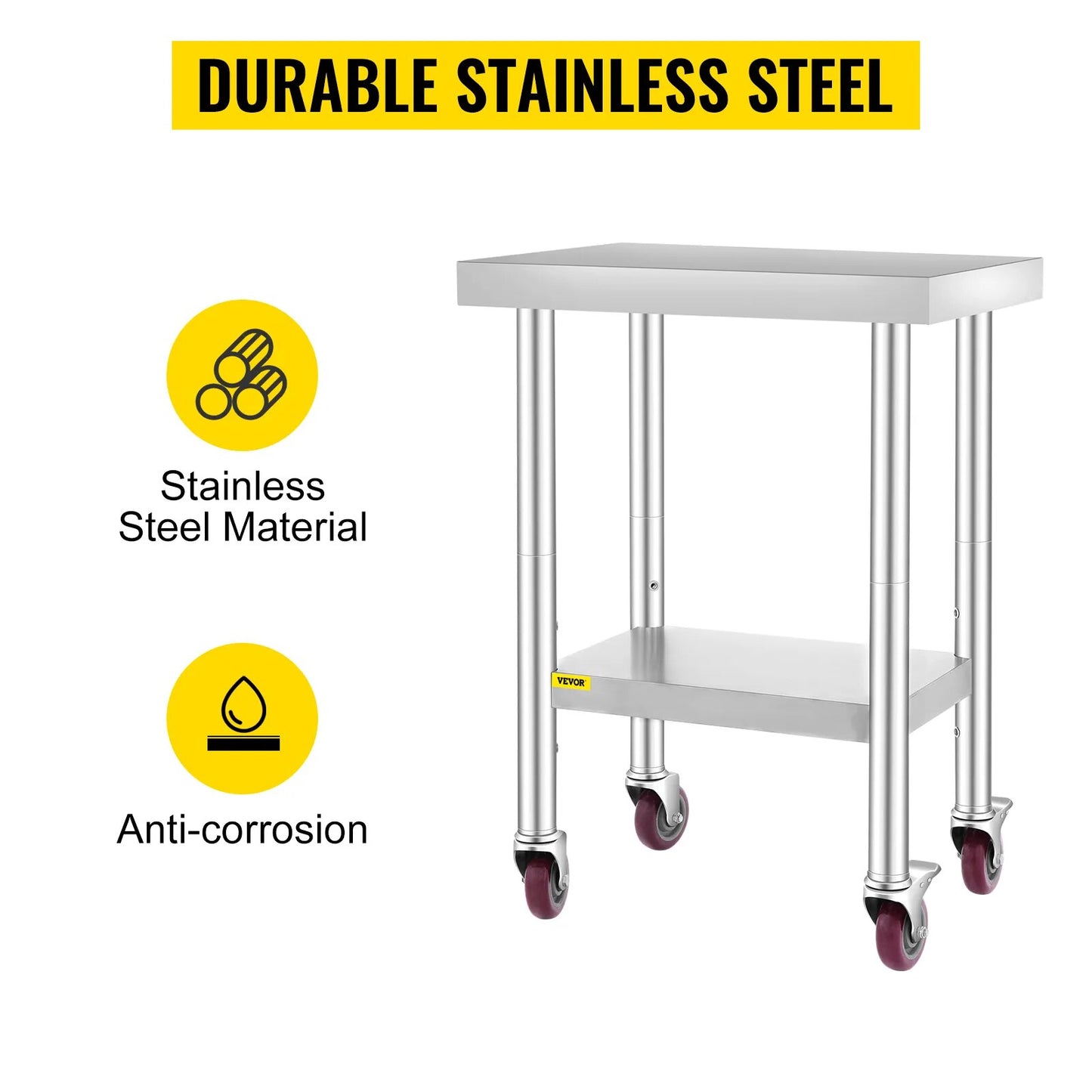 VEVOR Stainless Steel Kitchen Worktable shelves Commercial Work Bench Table wit image 12