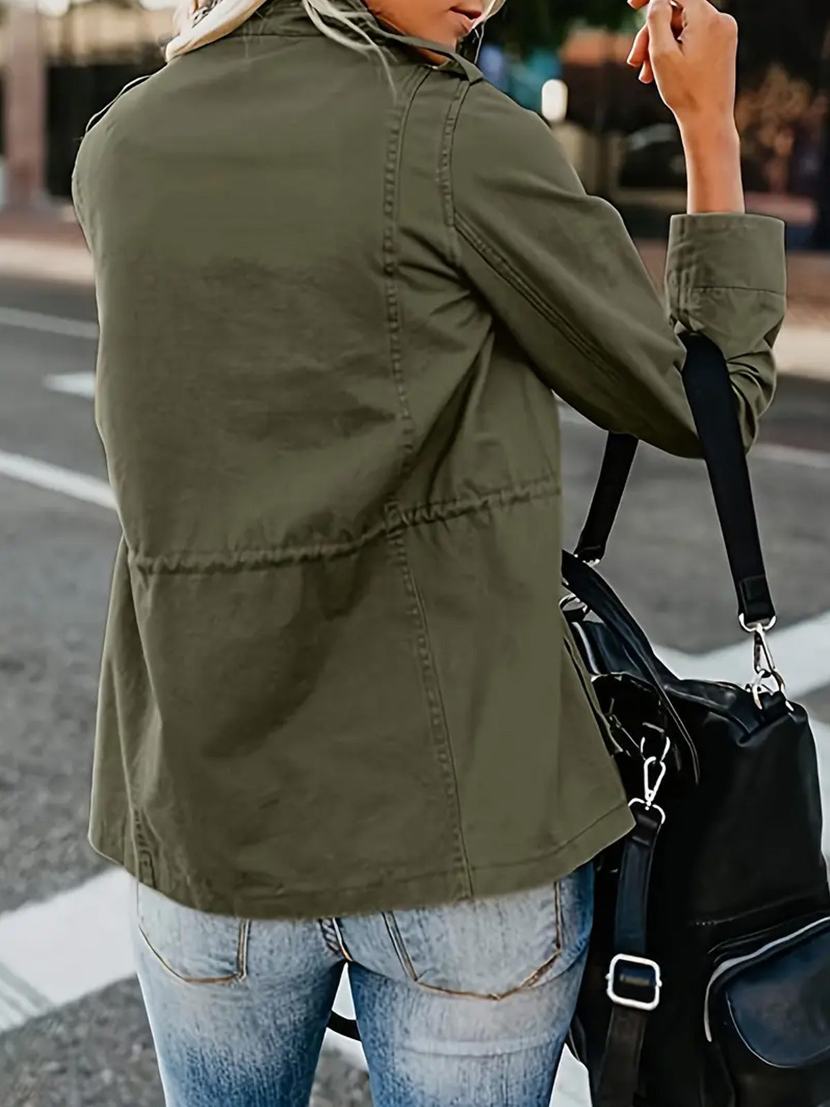 Women’s Lightweight Military Anorak Jackets Zip Up Snap Buttons Parka Safari Ut image 6