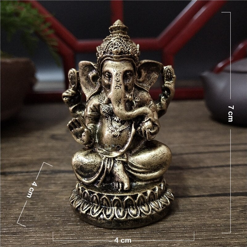 Gold Lord Ganesha Statue Buddha Elephant hindu God Sculpture Figurines Resin Ho image 3