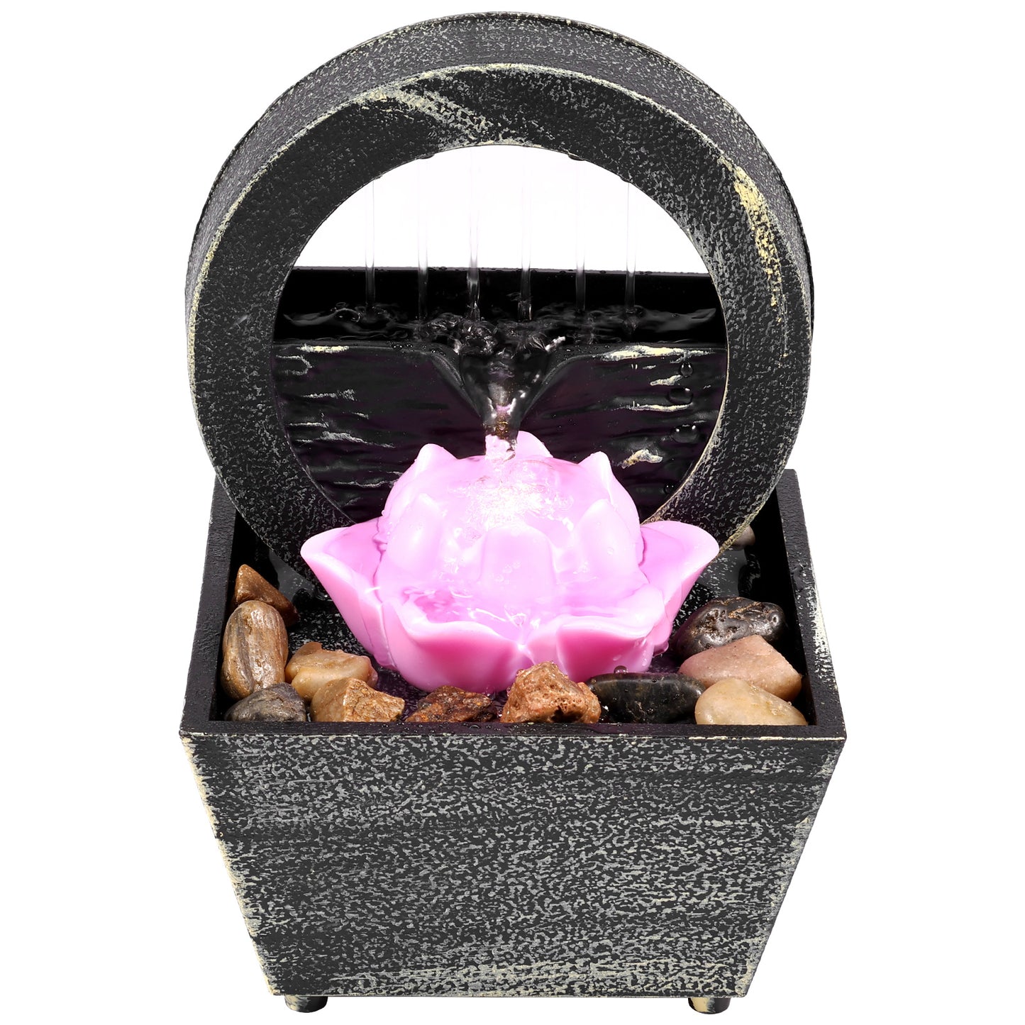 Tabletop Fountain with Light Mini Indoor Water Fountain Feature Zen Meditation image 2