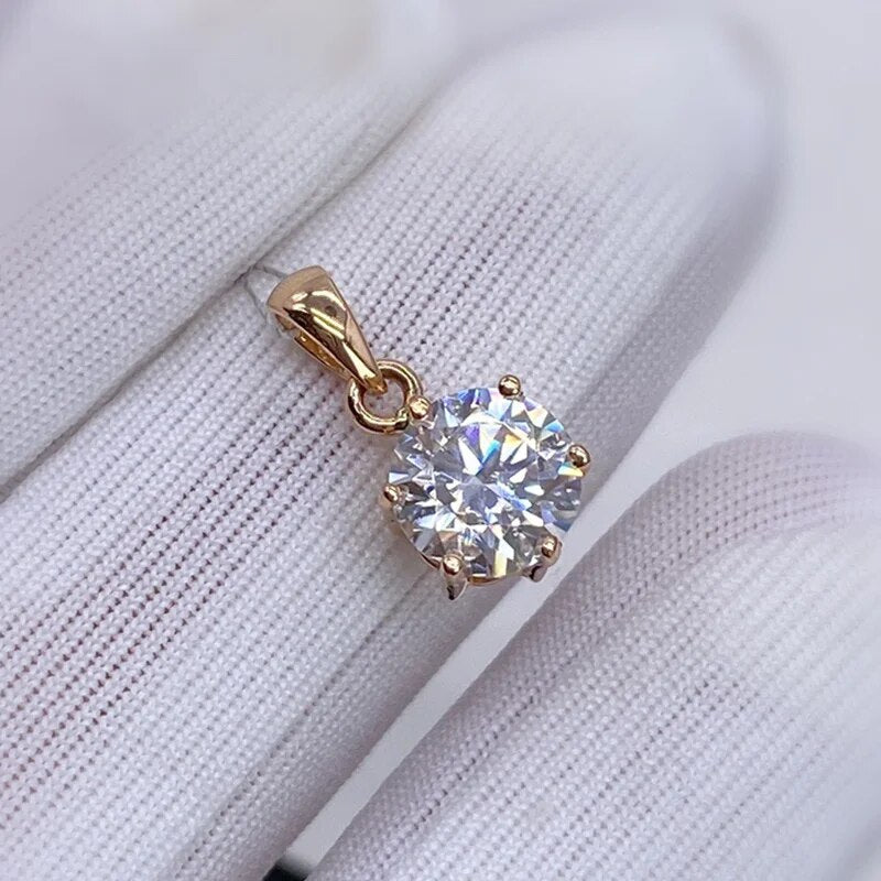Real 18K White Gold Pendant 1CT Moissanite Necklace 6.5MM VVS Lab Diamond Rose image 3