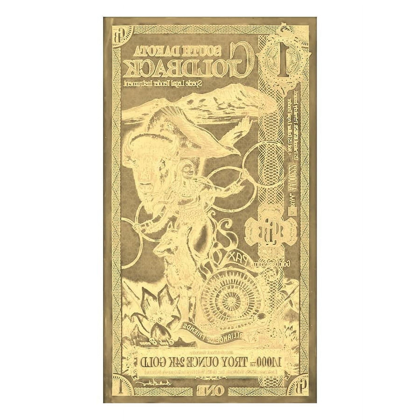 1 South Dakota Goldback 1/1000 oz 24K Gold Foil Aurum Note image 1
