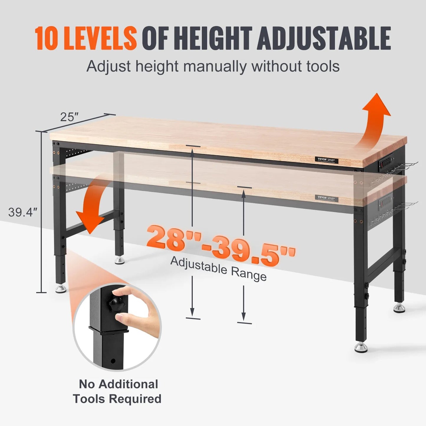VEVOR Multifunctional Wood Work Bench Operation Saw Table with 10-Height Adjust image 7