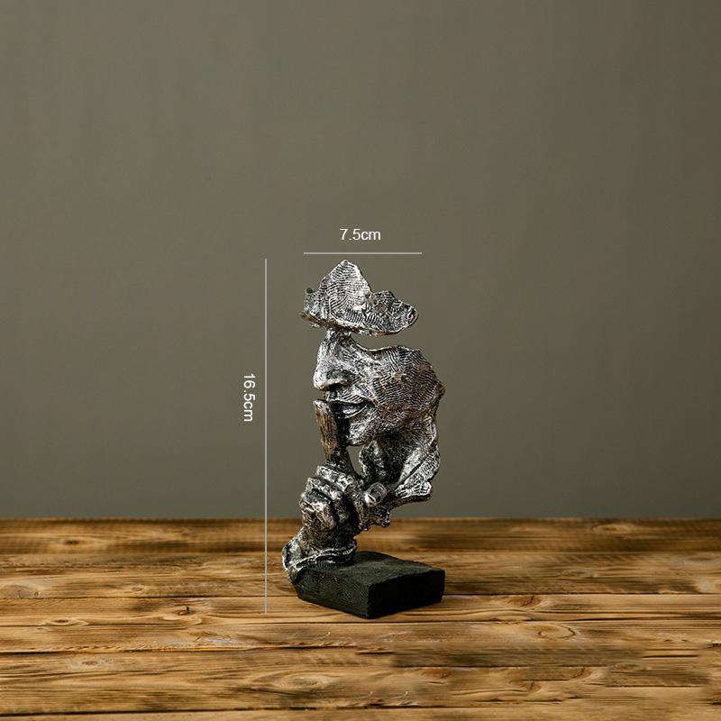 Silence Is Gold Statue Human Face Statue Abstract Sculpture Nordic Creative Dec image 3