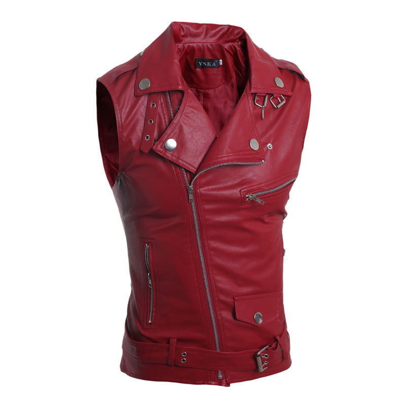 PU Men Vest Waistcoat Winter Jacket Turn-Down Vests Thicken Warm Coat Sleeveles image 3