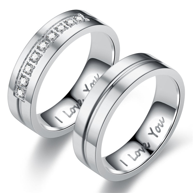 Fashion Women Men Titanium Steel Ring Classic Letter I Love You Rings Gold Colo image 4