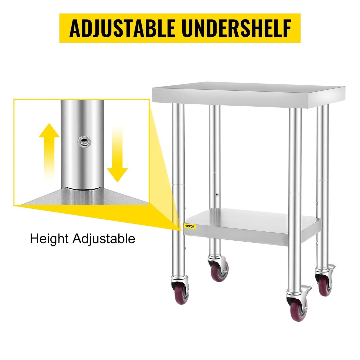 VEVOR Stainless Steel Kitchen Worktable shelves Commercial Work Bench Table wit image 9