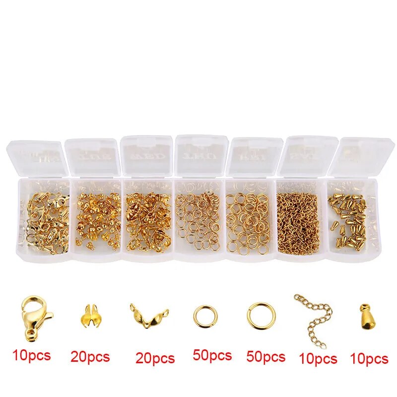 Stainless Steel Lobster Clasps Jump Rings Necklace Making Gold Color Extender C image 11