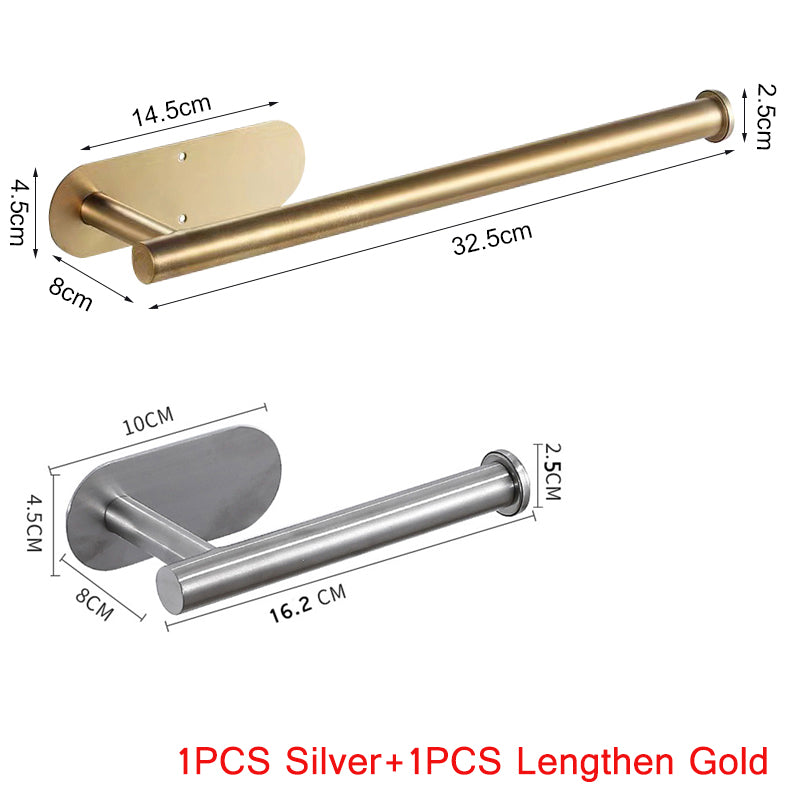 Stainless Steel Paper Towel Holder Adhesive Toilet Roll Paper Holder No Hole Pu image 11