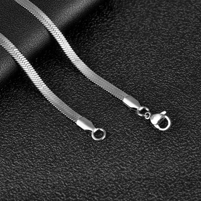 2-5mm Width Stainless Steel Flat Chain Necklace Hot Fashion Herringbone Gold Co image 6