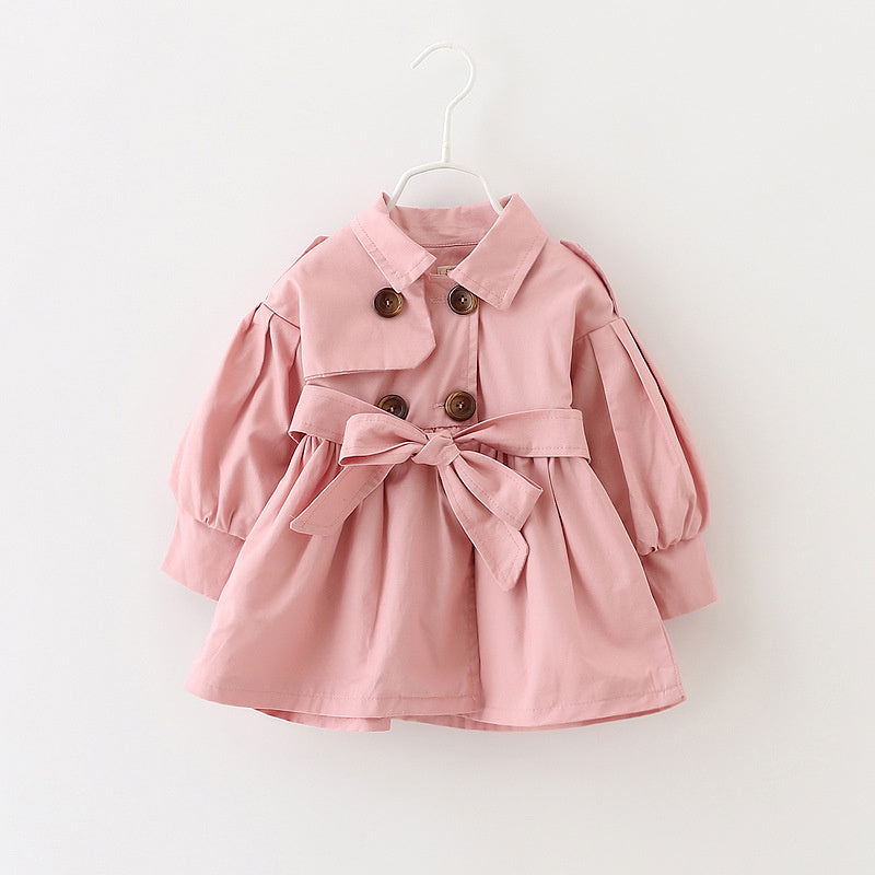 Trench Coat For Girl Children's Spring Cute Long Jacket 2024 New Kids Khaki Cas image 1