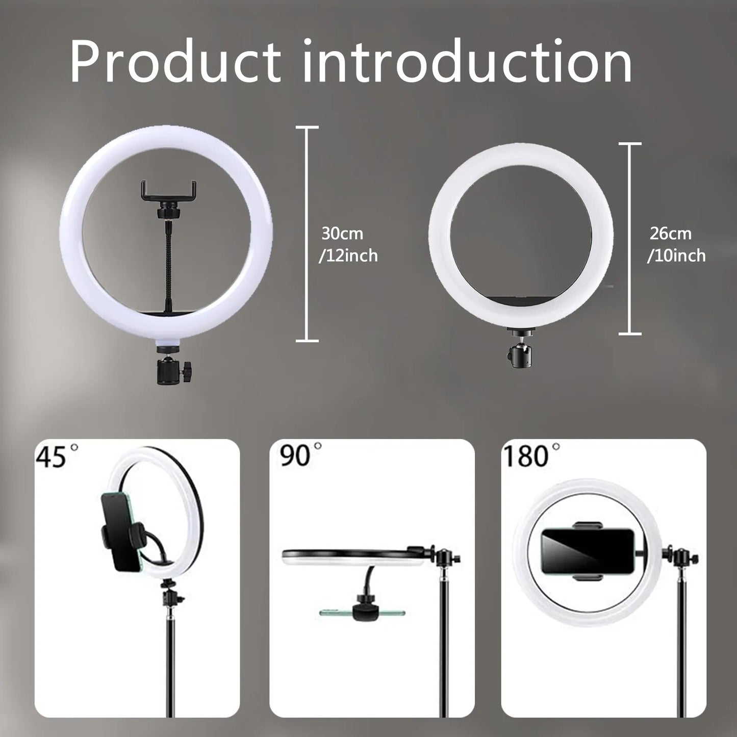 10" 26cm LED Selfie Ring Light Photography Video Light RingLight Phone Stand Tr image 9