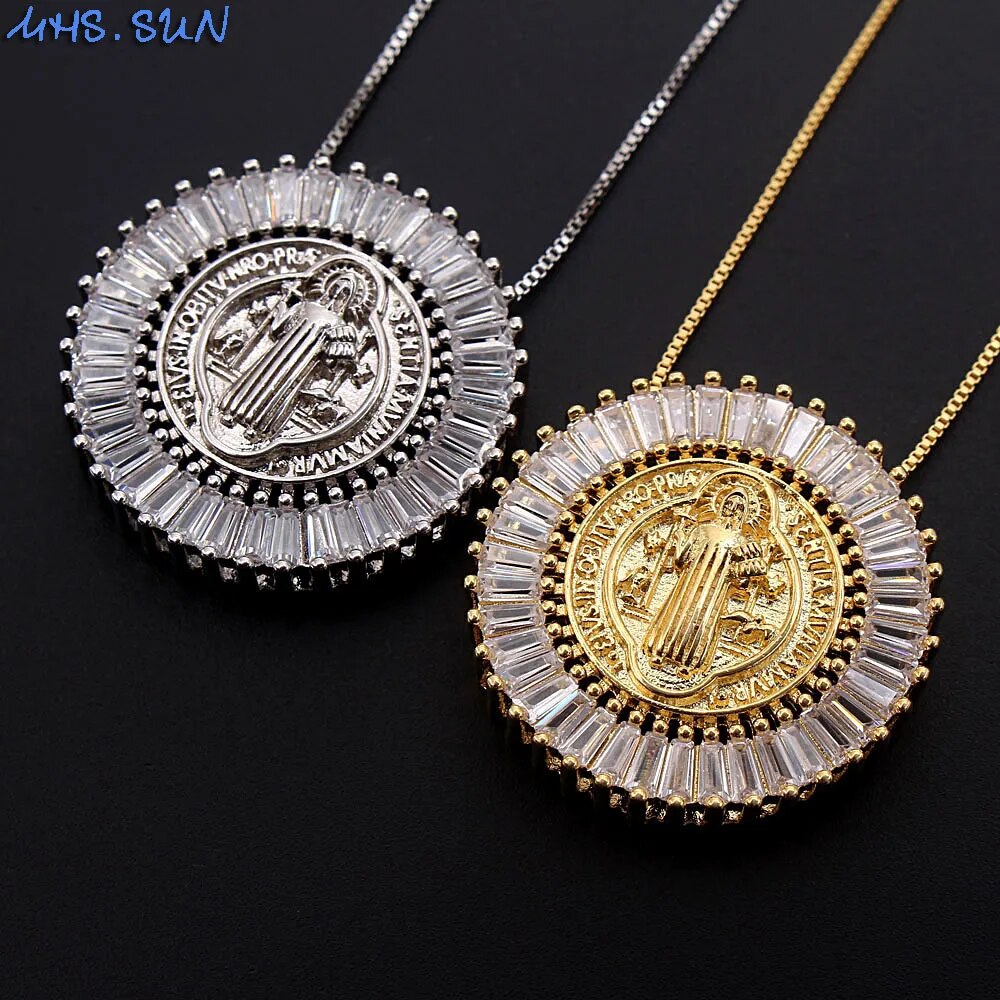 MHS.SUN Fashion Women Cubic Zircon Jewelry Gold/Silver Color Religion Jesus Pen image 4