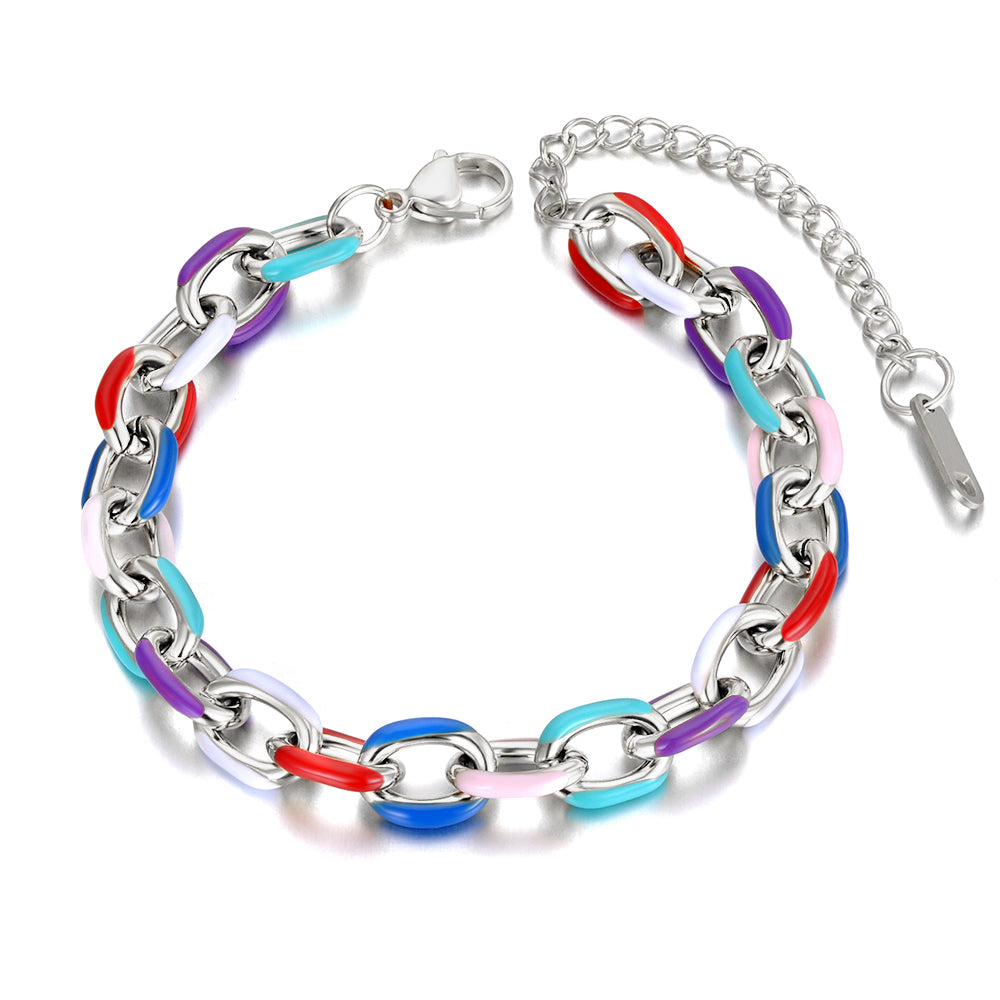 JeeMango Titanium Stainless Steel Chain & Link Bracelet Trendy 18k Gold Plated image 3