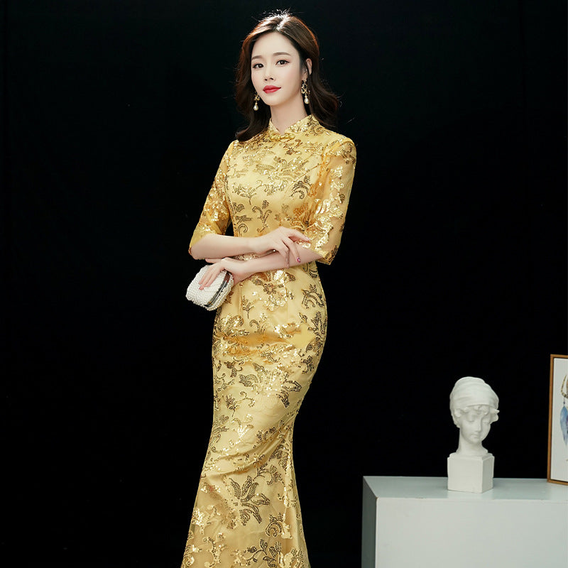 Prom Party Gorgeous Women Dress Plus Size 3XL Vestidso Lace Elegant Lady Cheongsam image 4