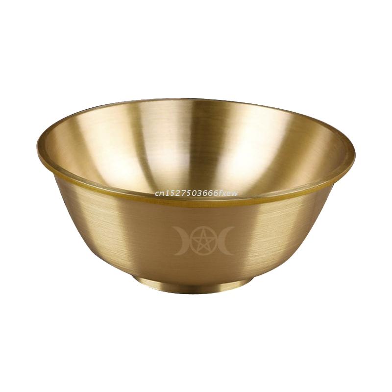 Altar Bowl Ritual Tarot Pentagram Golden Tableware Ceremony Moon Divination Ast image 0