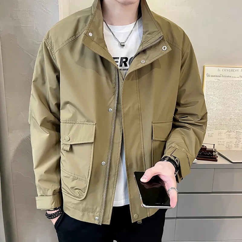 Versatile Autumn Winter Men Solid Casual Loose Simple Aviator Jacket Jacket Coa image 2