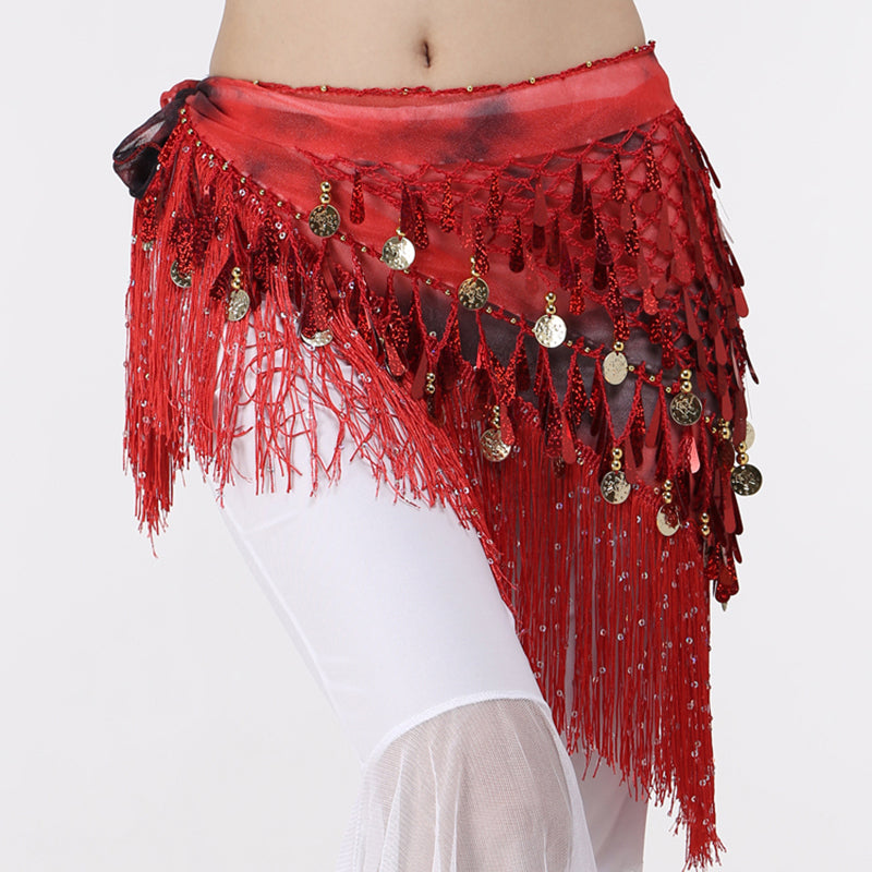 Women Belly Dance Clothing Accessories Teardrop Paillettes Fringe Wrap Elastic image 13