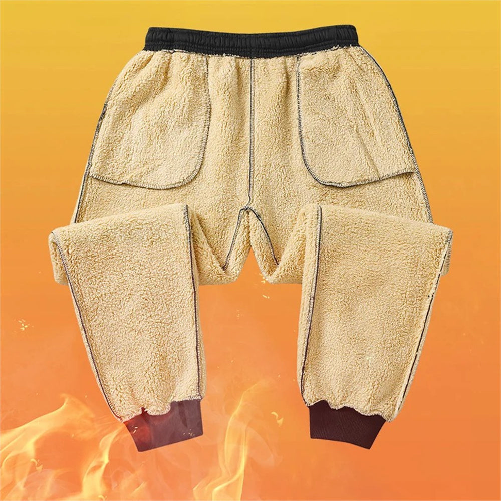 Winter Fleece Pants Thick Warm Thermal Trousers Men Fitness Drawstring Pants Jo image 6