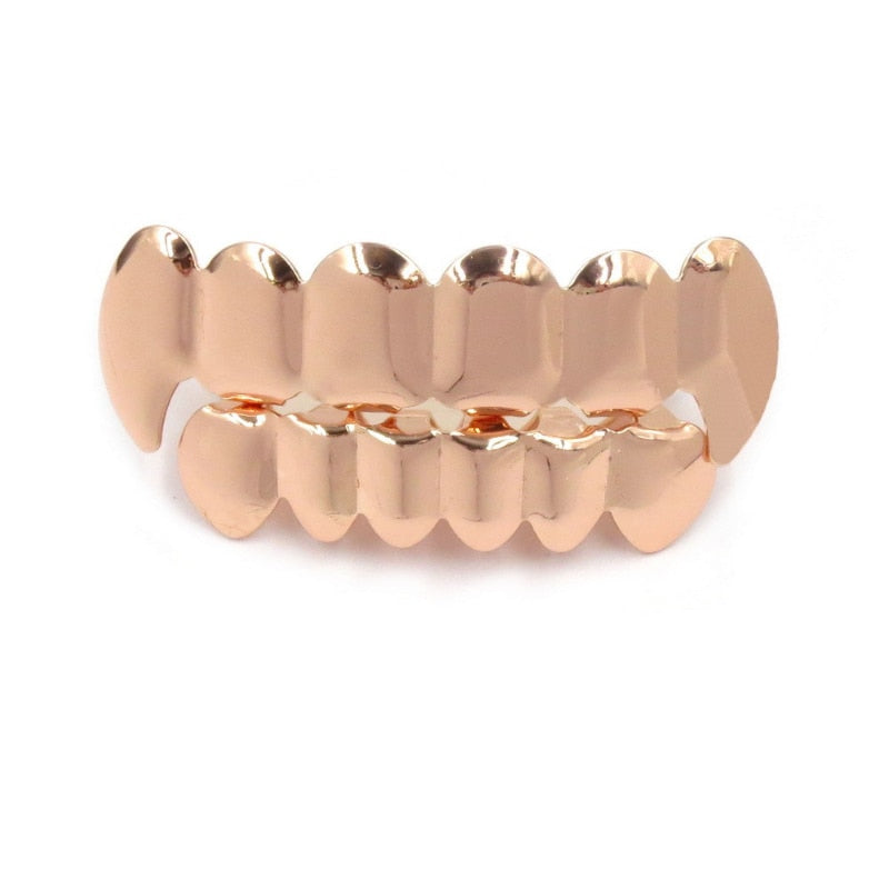 1 Set Of Explosive Hip-hop Golden Teeth Cover Teeth Grillz Real Gold Plating Te image 2