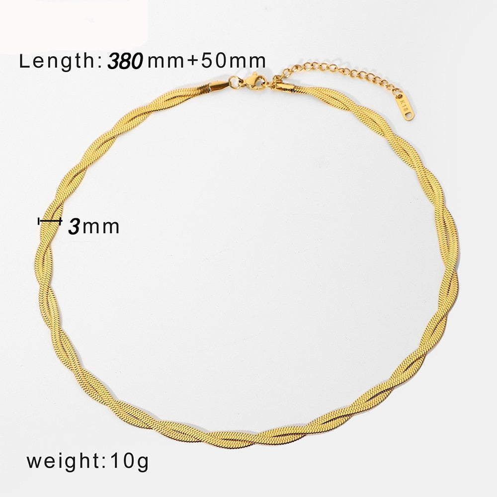 Gold Chain Necklace Bracelets Set Wholesale Stainless Steel Jewelry For Women G image 7