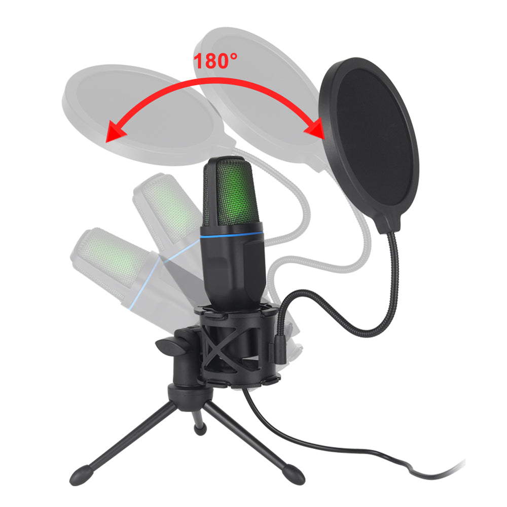 USB Microphone RGB Microfone Condensador Wire Gaming Mic for Podcast Recording image 2