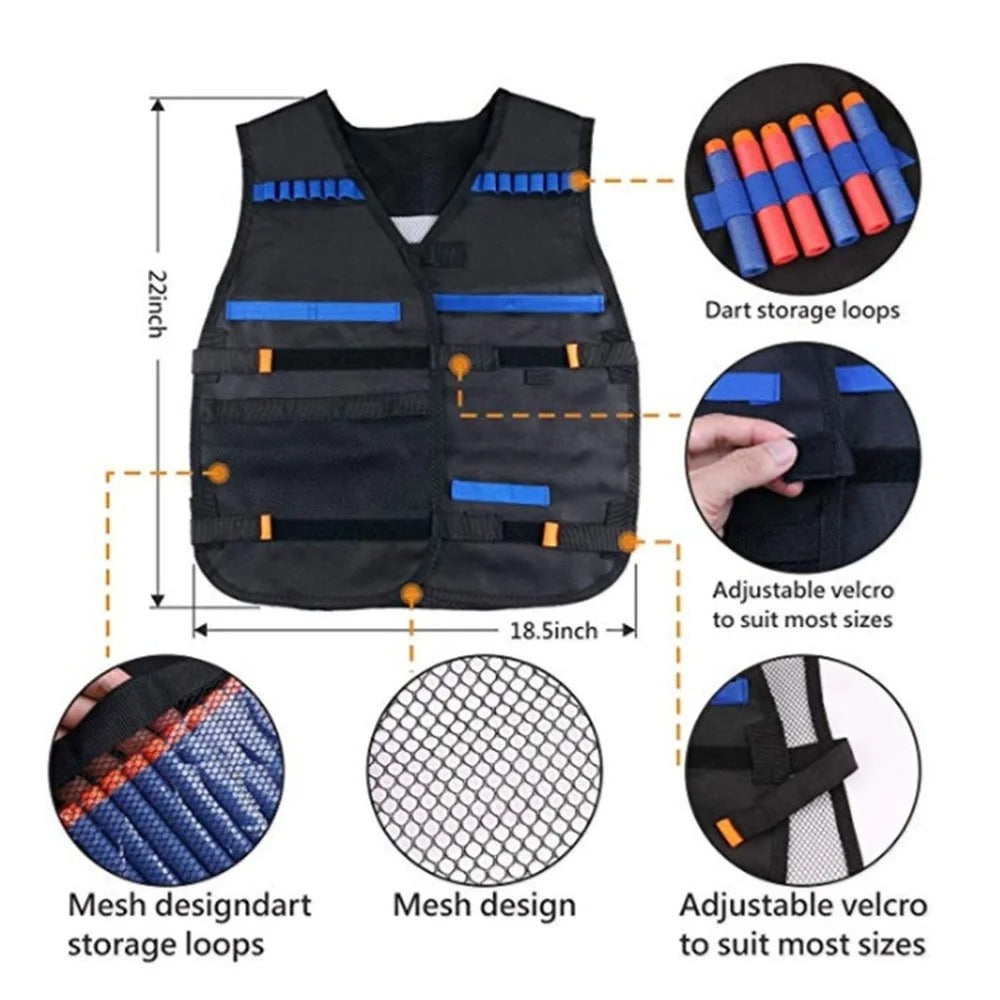 Children Kids Tactical Outdoor Vest Holder Kit Game Guns Accessories Toys for N image 4