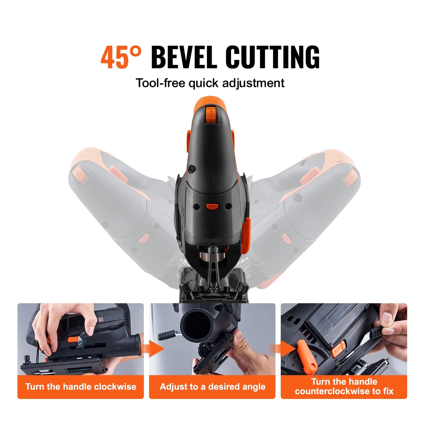 VEVOR Jig Saw 6 Variable-speed Jigsaw with Laser Scale Ruler 4-Stage Orbital 0- image 5