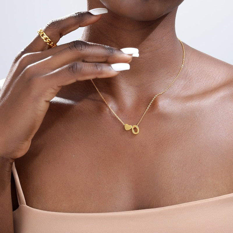 A-Z Letter Heart Initial Necklaces For Women Gold Color Stainless Steel Necklace image 5