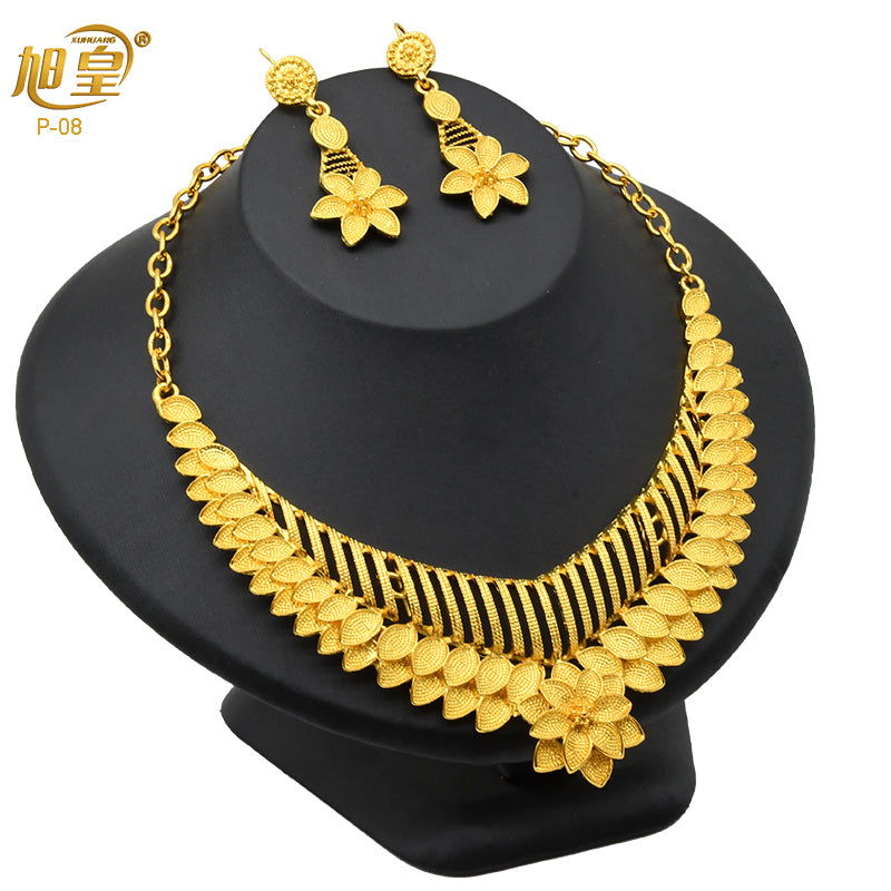 Fashion Dubai Luxury 24k Gold Color Long Chain Bead Jewelry Set For Women Arab image 1