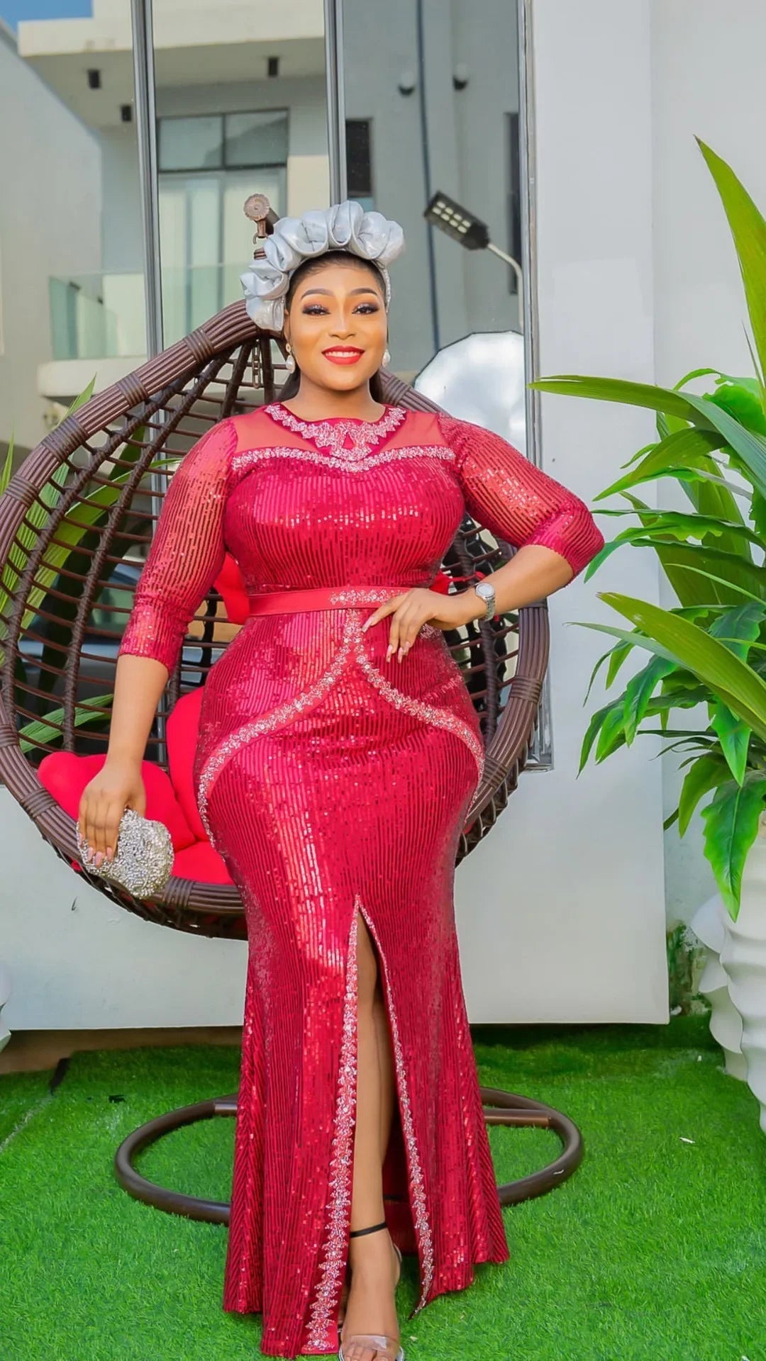 Plus Size African Party Dresses for Women Dashiki Ankara Sequin Wedding Evening image 3