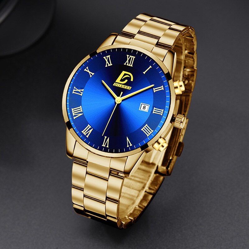 Fashion Mens Gold Stainless Steel Watches Luxury Minimalist Quartz Wrist Watch image 5