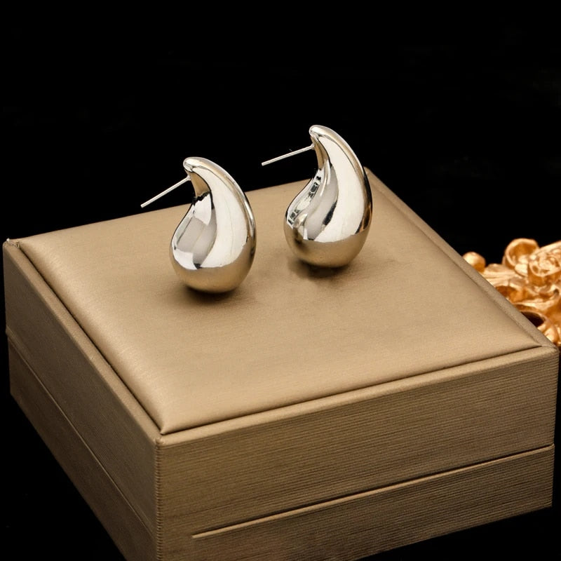EILIECK 316L Stainless Steel Gold Color Water Drops Necklace Earrings Trendy Fo image 7