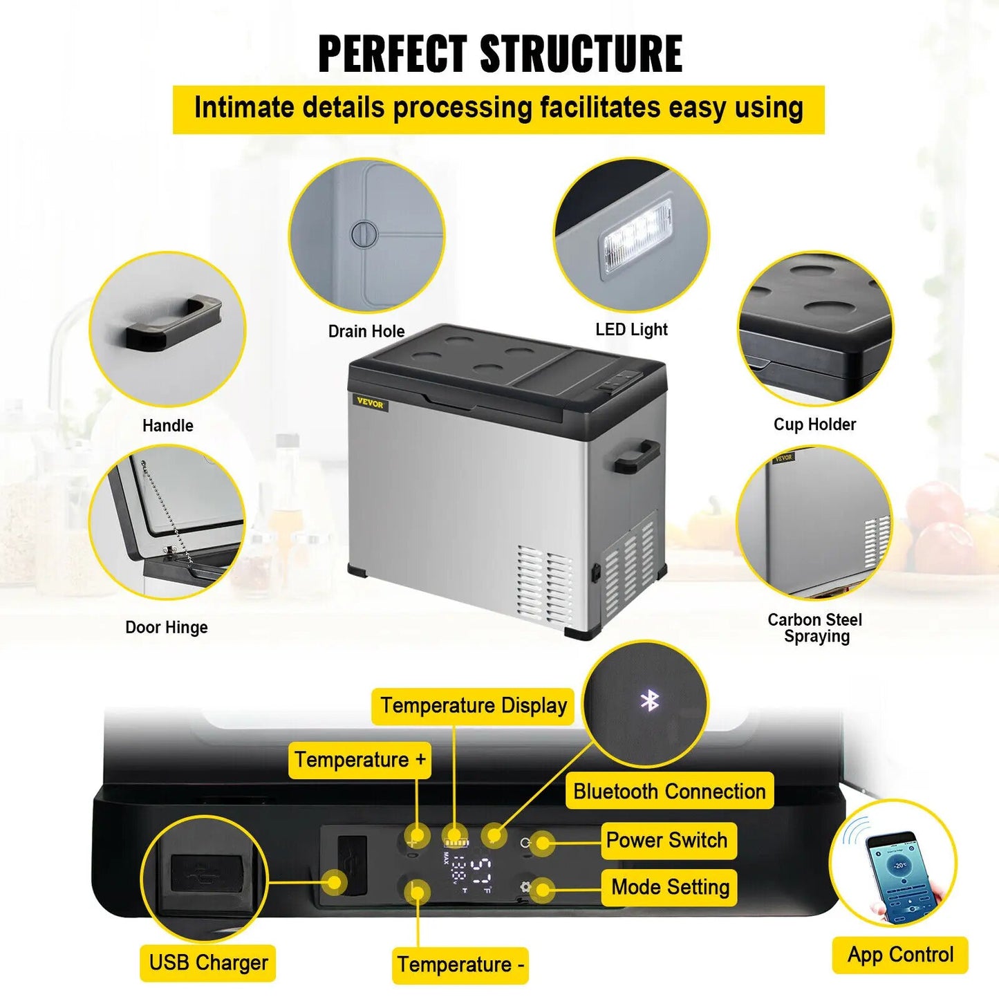 VEVOR 30L 40L 50L Mini Car Refrigerator Portable Fridge Freezer 12/24V DC 110-2 image 6
