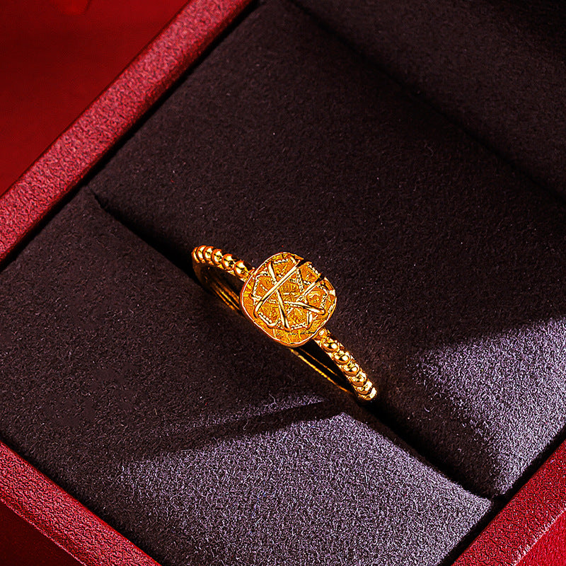 Real 18 K Gold Color Brushed Sugar Necklace Ring Earrings for Women Birthday We image 4