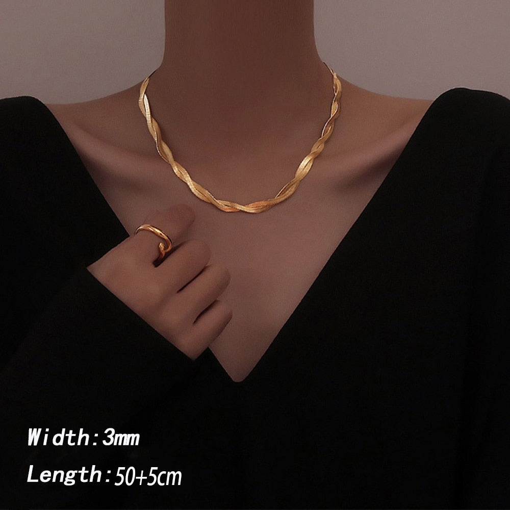 Gold Chain Necklace Bracelets Set Wholesale Stainless Steel Jewelry For Women G image 6