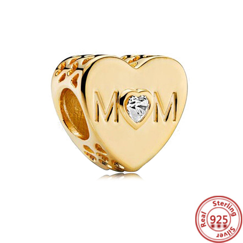 925 Sterling Silver Gold Color Family Tree Heart Crown Pendant Charm Fit Origin image 14