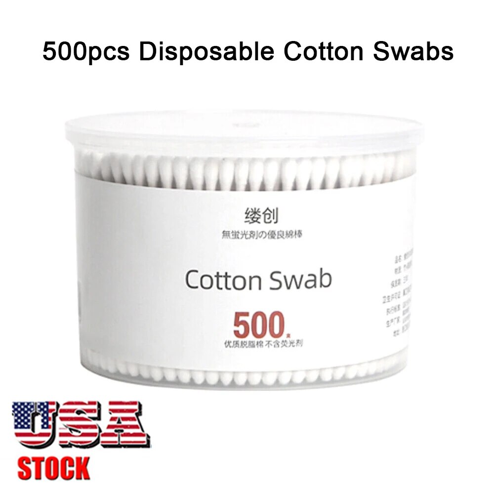 500Pcs Disposable Cotton Swabs Wooden Stick Bamboo Cotton Buds Ears Cleaning Ma image 0