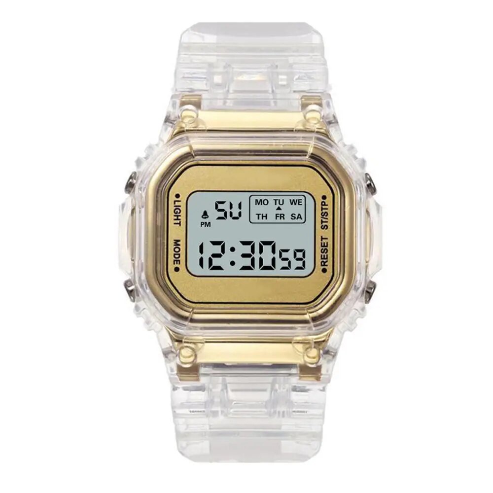 Fashion Men Women Watches Gold Casual Transparent Digital Sport Watch Lover's G image 19