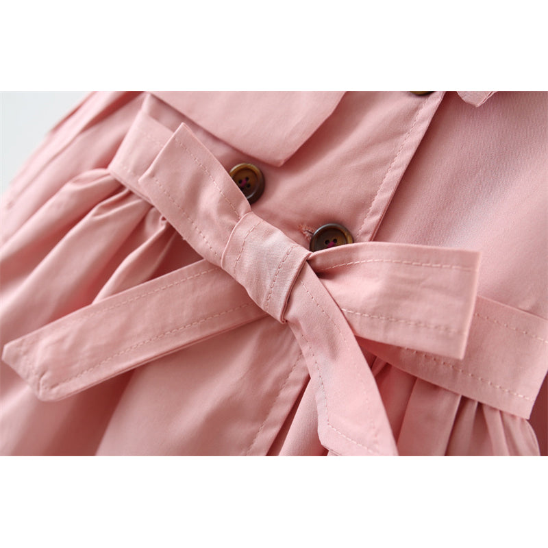 Trench Coat For Girl Children's Spring Cute Long Jacket 2024 New Kids Khaki Cas image 3