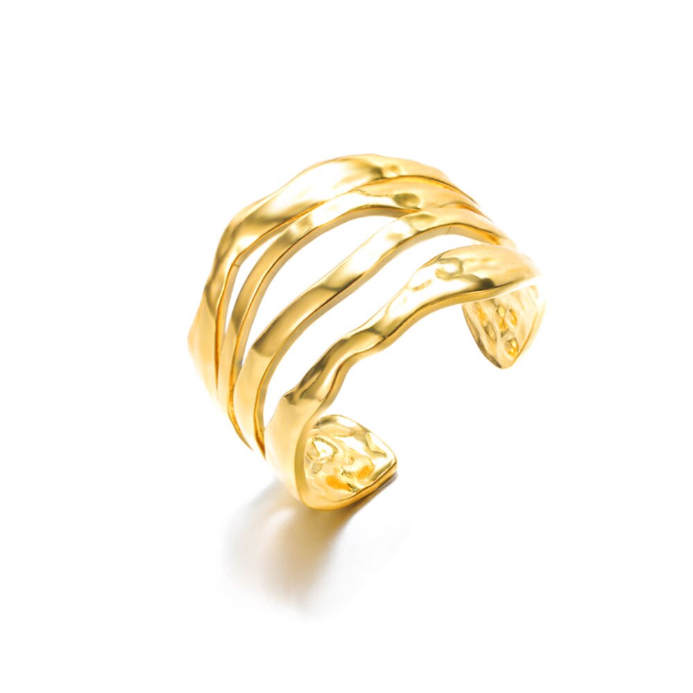 GATTVICT Punk Cross knight Open Stainless Steel Queen Rings Minimalist Gold image 5