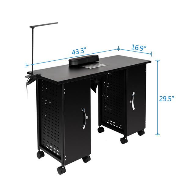 Black iron frame large nail table, beauty salon equipment, nail table with LED image 5