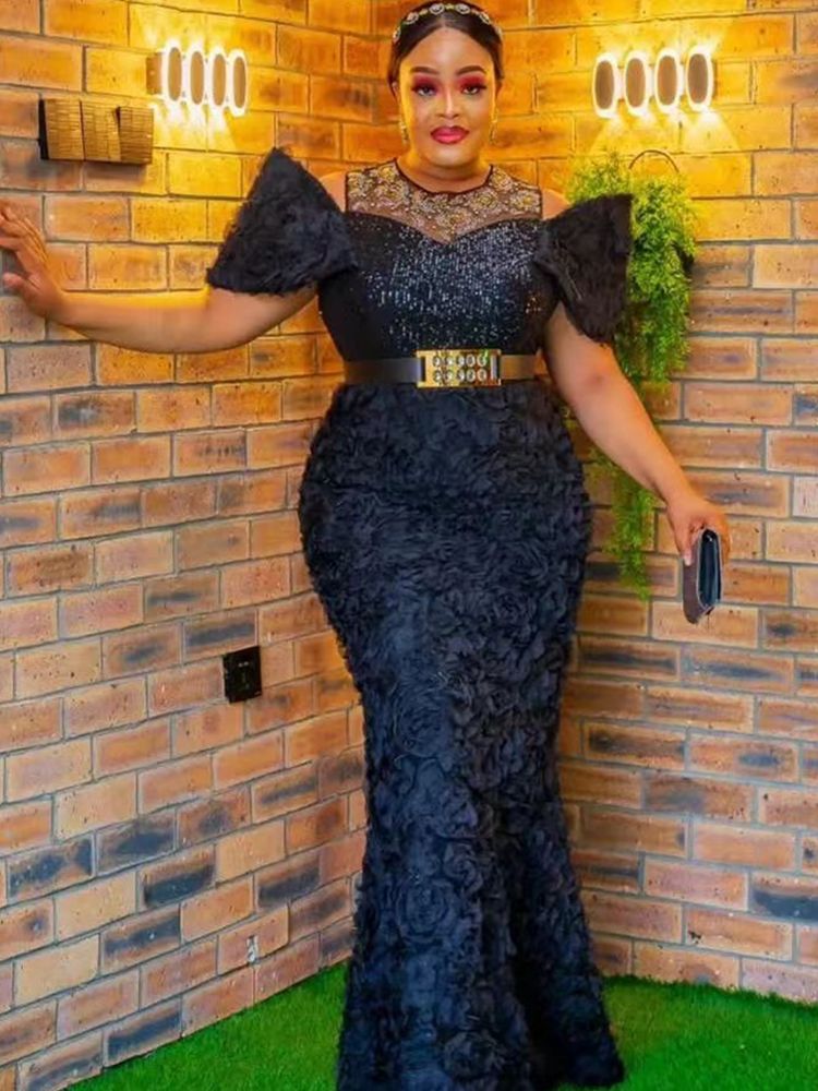 Plus Size Evening Dresses for Women African Luxury Sequin Gown Elegant Turkey W image 6
