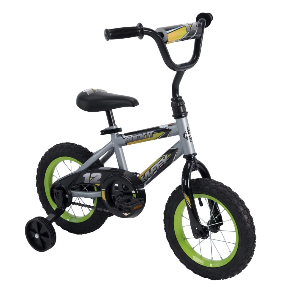 12 In. Rock It Boy Kids Bike, Silver Matte and Lime Mini Velo Pliant Popular image 1