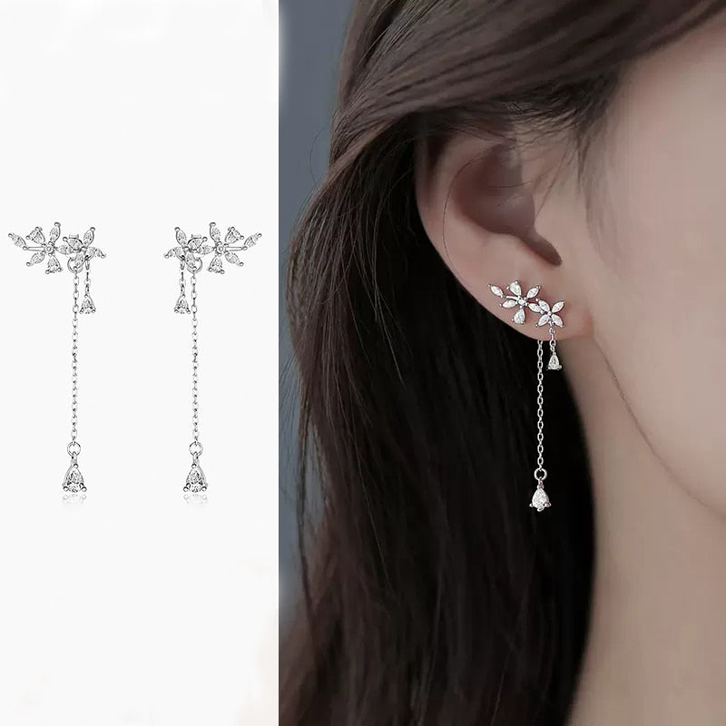 Gold Color Metal Fashion Korean Pearl Earrings For Women Sparkling Zircon Penda image 1