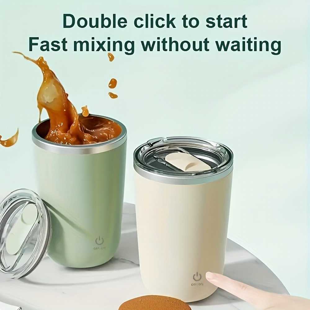 Self Stirring Coffee Mug 2 Pieces Rotating Home Office Travel Stirring Mug Auto image 1