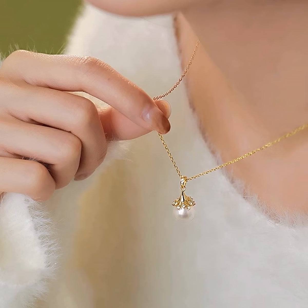 Natrual Fresh Water Pearl Necklace with Certificate 18 K Pure 100 Gold Pendant image 5