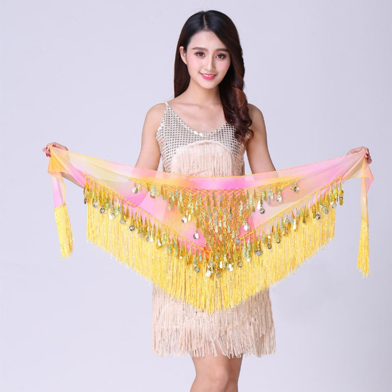 Waist Chains Sequined For Belly Dance Hip Scarf Tassel Triangular Waist Scarf C image 12