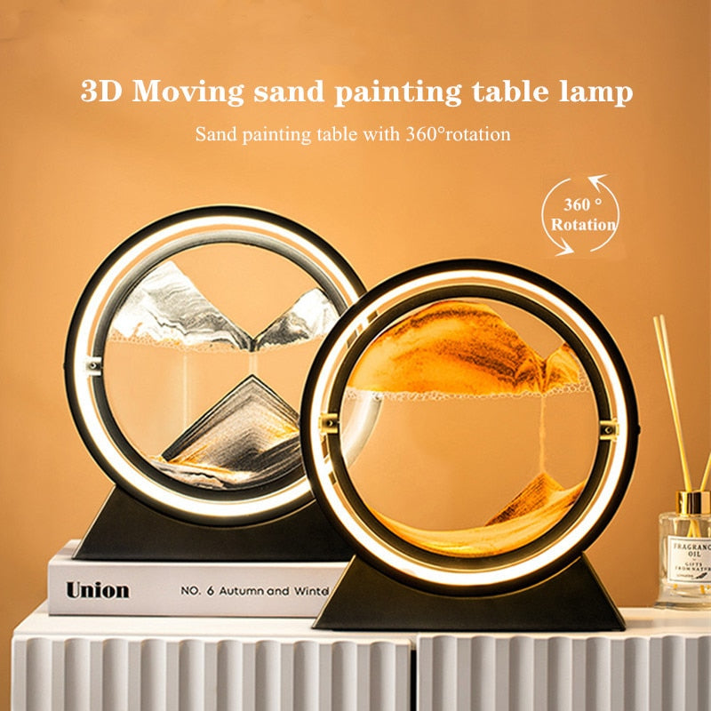 LED Table Lamp Moving 3D Sand Art Picture Deep Sandscape In Motion Display image 9