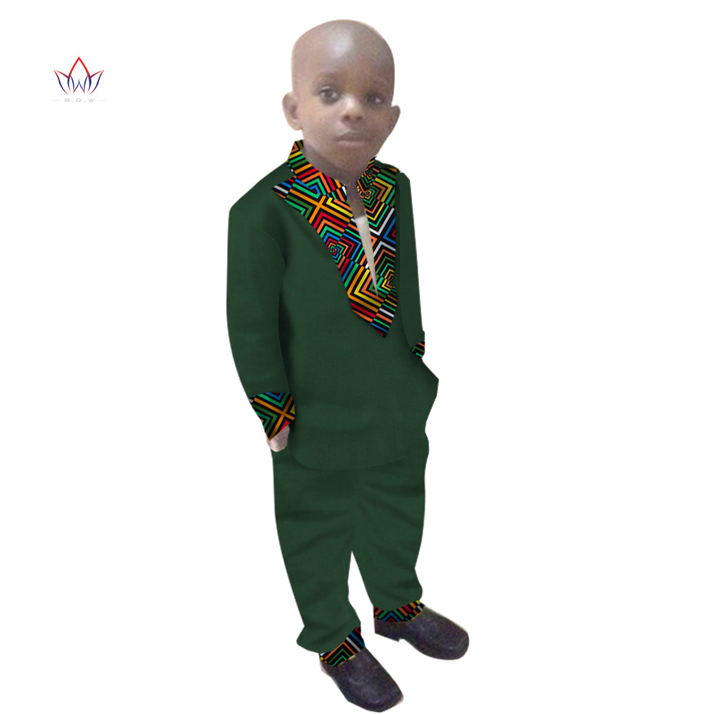 Boys Clothes African Dashiki Kids Clothing LongoingSleeves Plus Solid Color Lon image 0